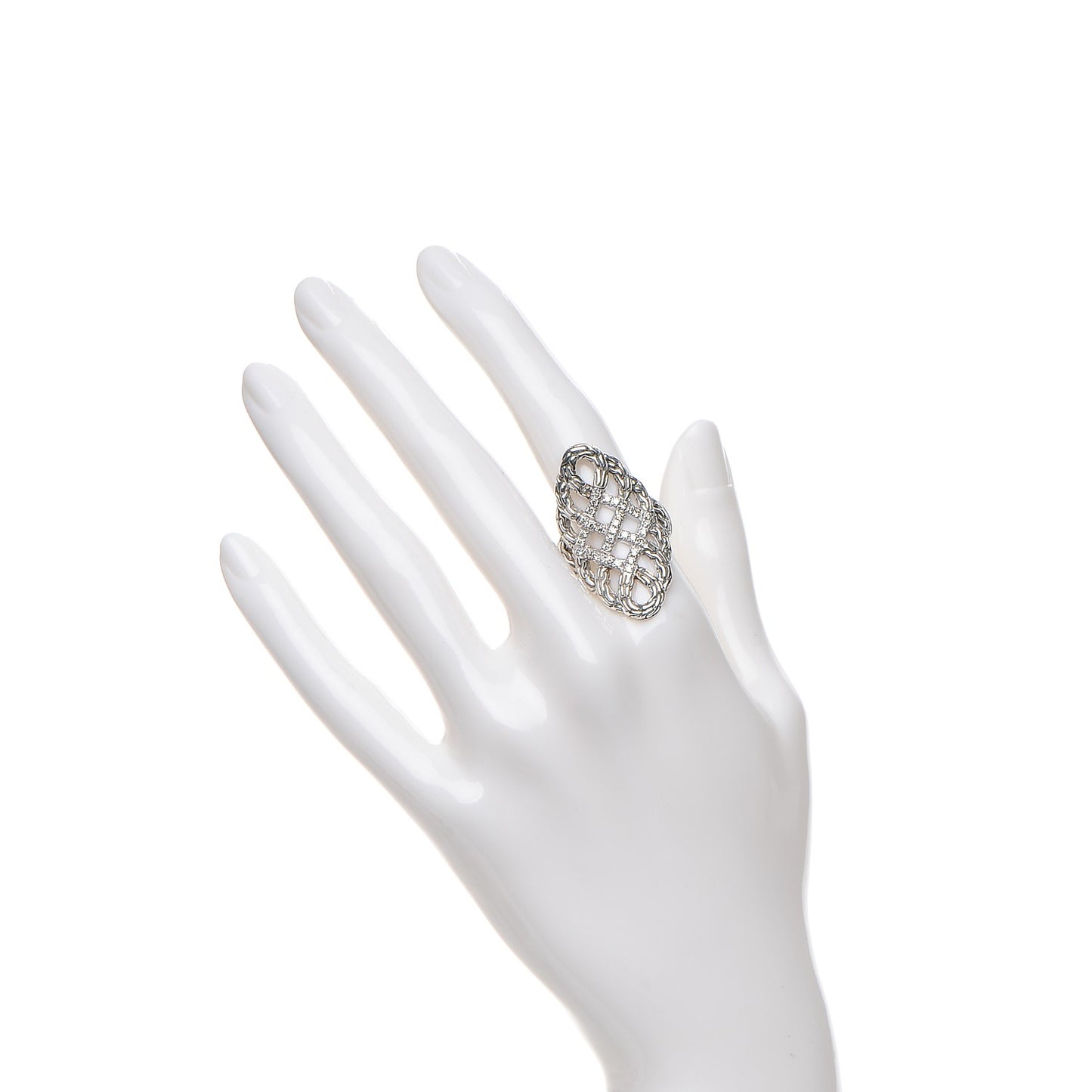 Sterling Silver Diamond Classic Chain Braided Saddle Ring 54 7