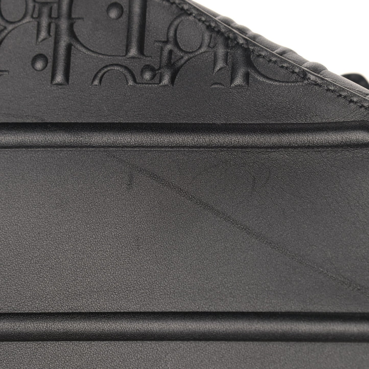 Calfskin Embossed Oblique Saddle Bag Black