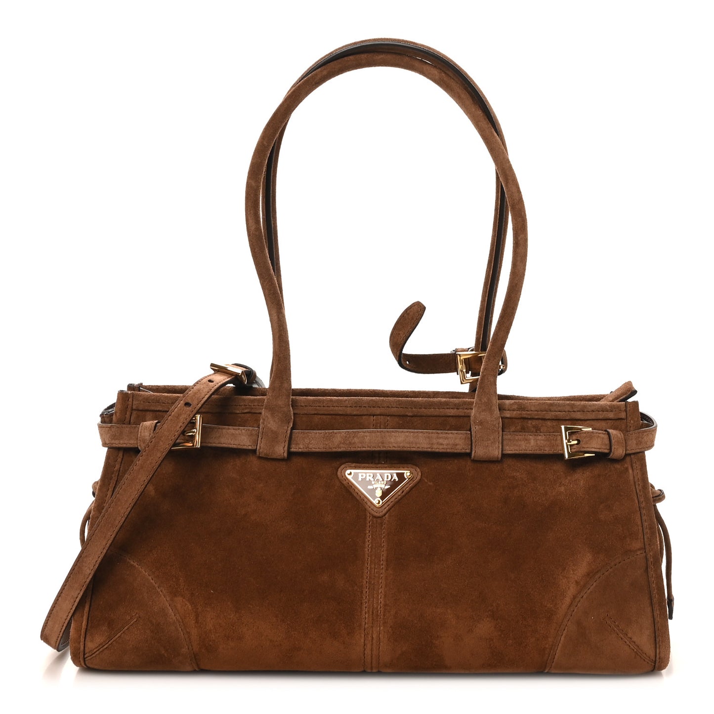 Suede Triangle Medium Bonnie Shoulder Bag Cacao