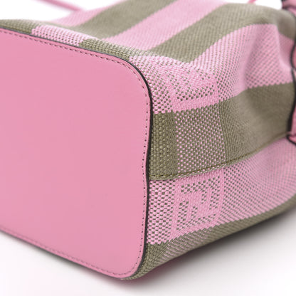 Fendi Raffia Vitello Seta F is Fendi Pequin Gingham Woven Mini Mon Tresor Bucket Bag Military Rosa Lollypop 9 of 9