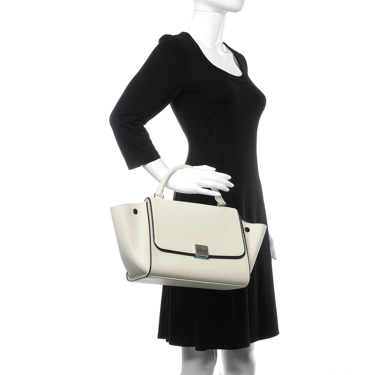 Smooth Calfskin Small Trapeze White Black