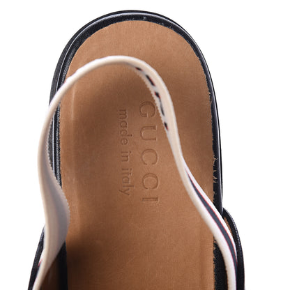 Gucci Goatskin Stripe Mens Horsebit Slingback Slippers 9 Black 6 of 7