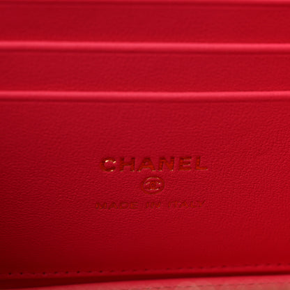 Chanel Lambskin Quilted Baguette Crystal Top Handle Vanity Case With Chain Fuchsia 6 of 12