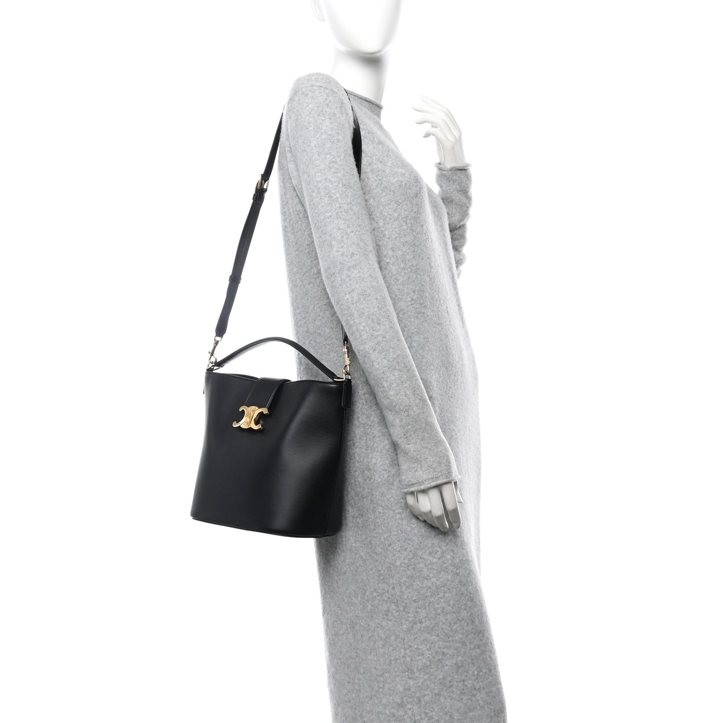 Smooth Calfskin Triomphe Medium Louise Bag Black