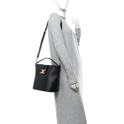 Celine Smooth Calfskin Triomphe Medium Louise Bag Black 2 of 10