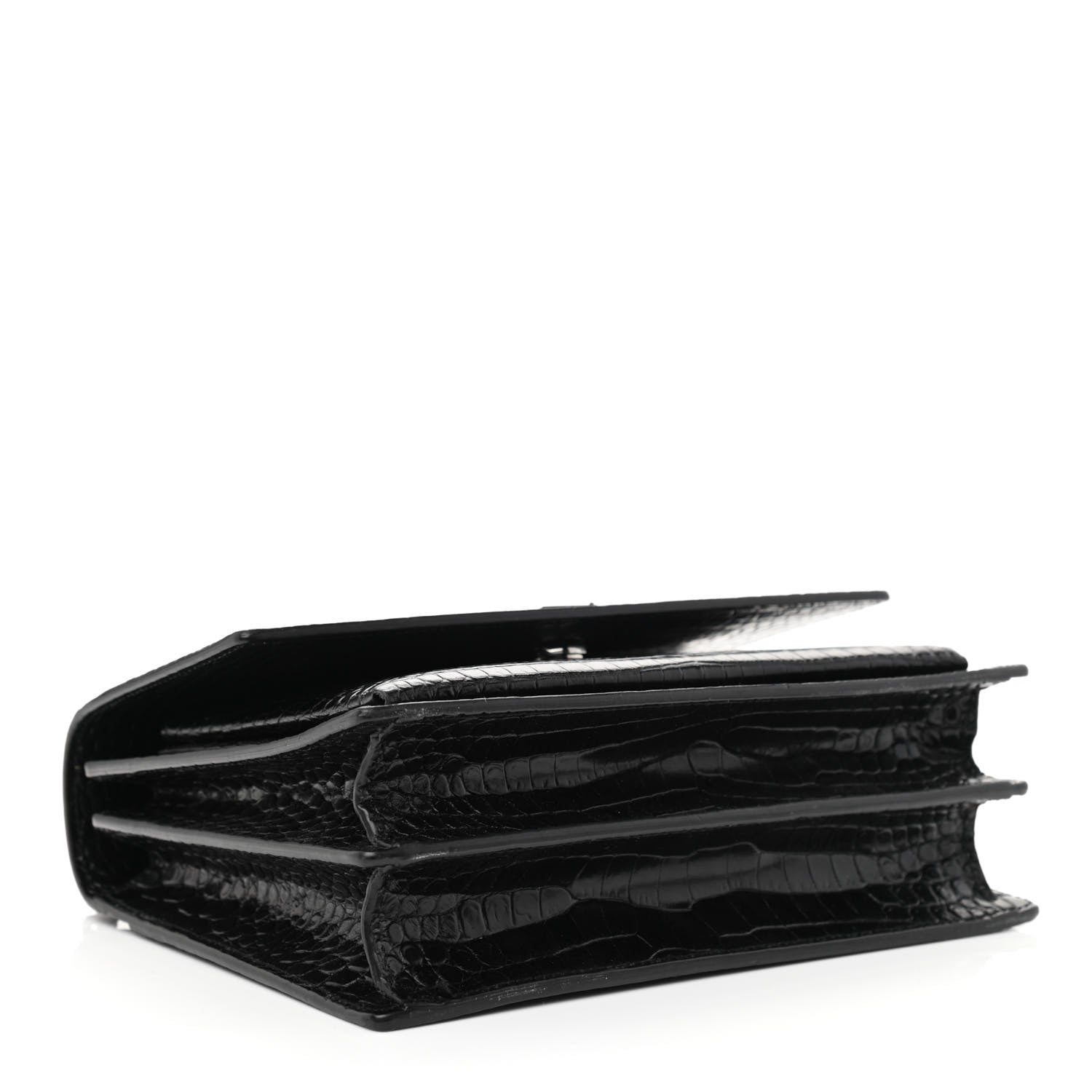 Saint Laurent Calfskin Crocodile Embossed Medium Monochrome Monogram Sunset Black 4 of 10