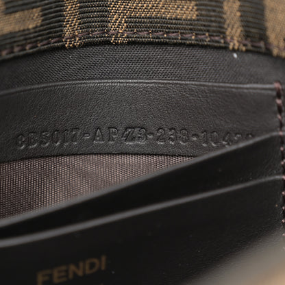 Fendi Fabric Jacquard Paillettes Vitello Seta FF 1974 Mini Baguette Testa di Moro Real Ebano 7 of 11