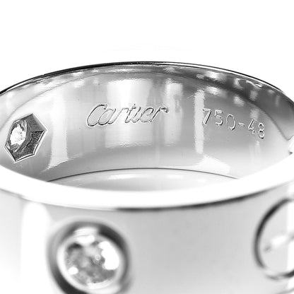 Cartier 18K White Gold 3 Diamond 5.5mm LOVE Ring 48 4.5 5 of 5
