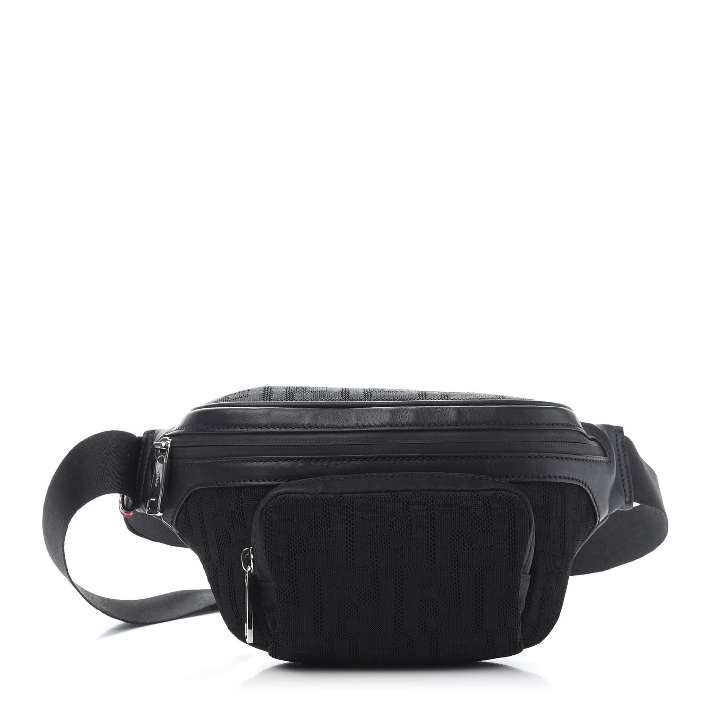 Neoprene Mesh Vitello Grace FF Pocket Belt Bag Black