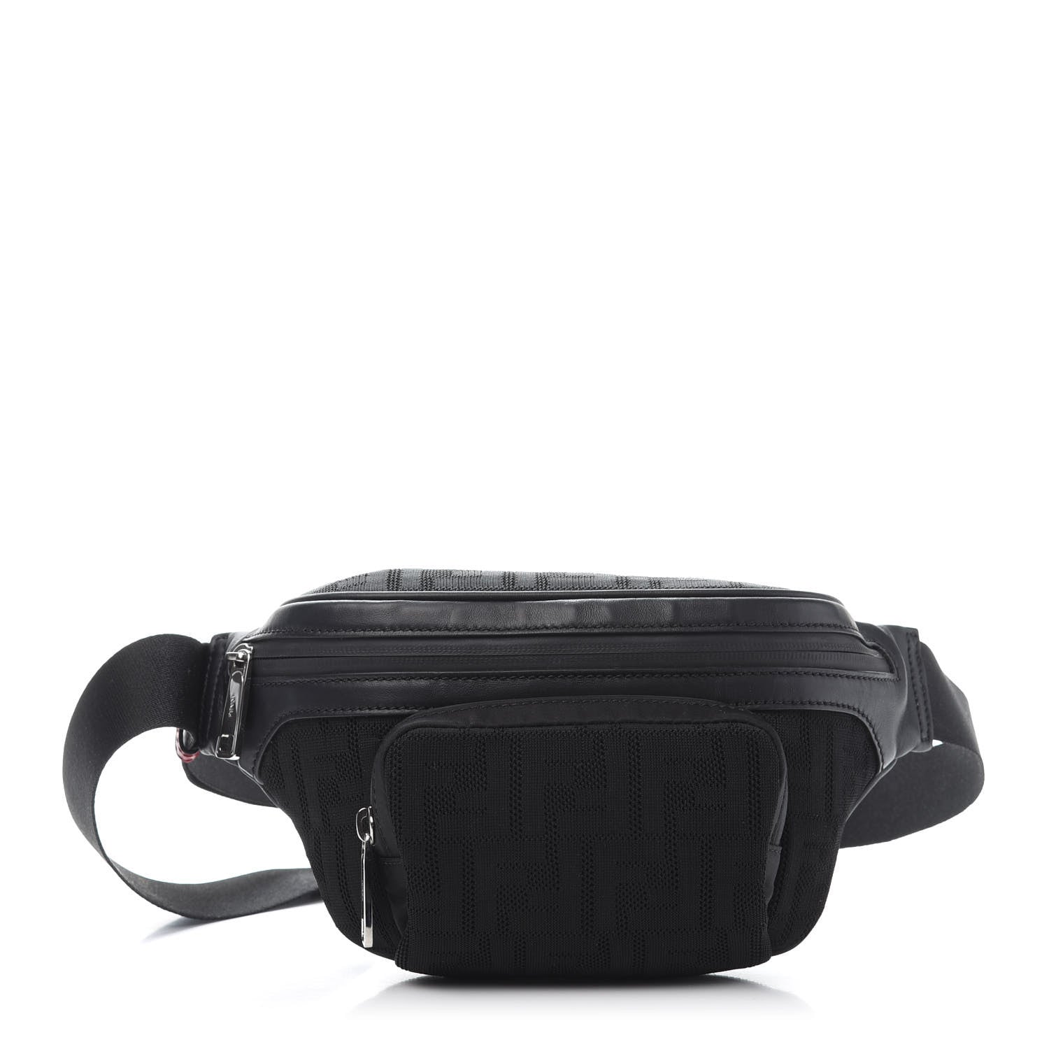 Fendi Neoprene Mesh Vitello Grace FF Pocket Belt Bag Black 1 of 11