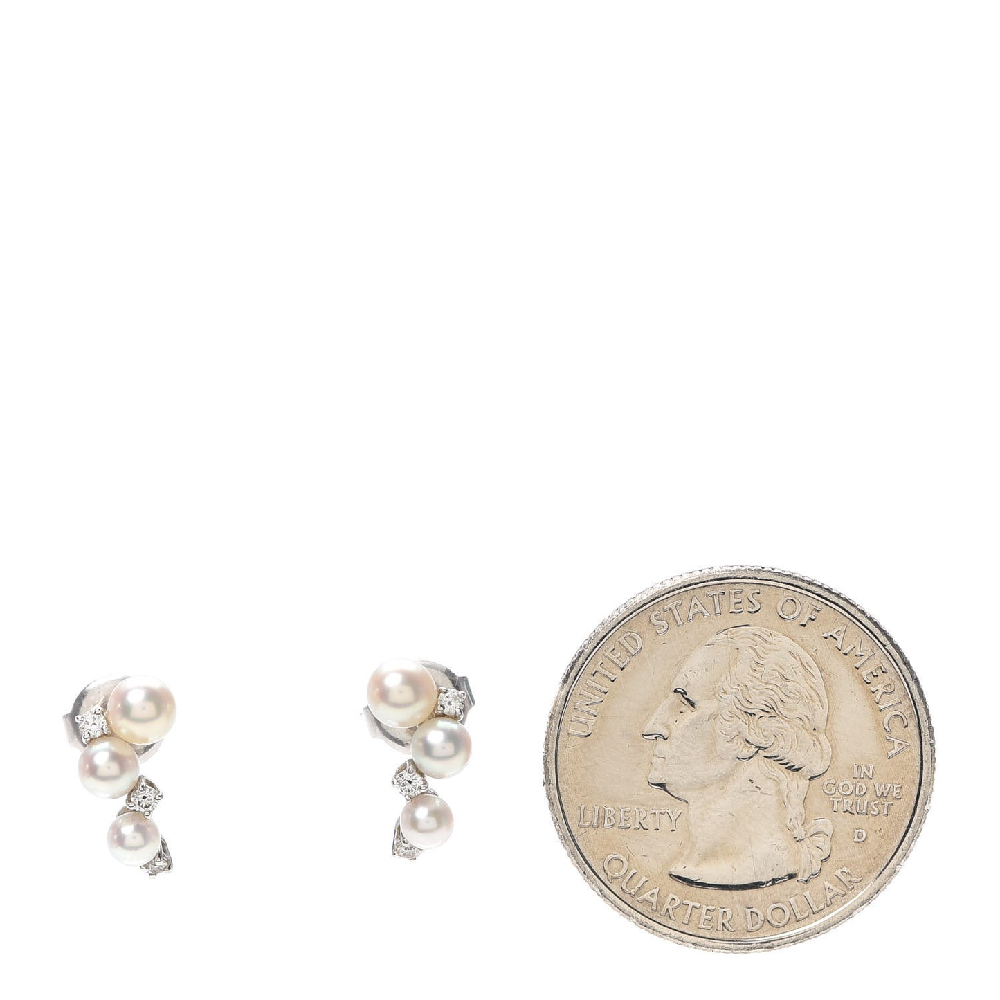 18K White Gold Diamond Akoya Pearl Bubbles Earrings