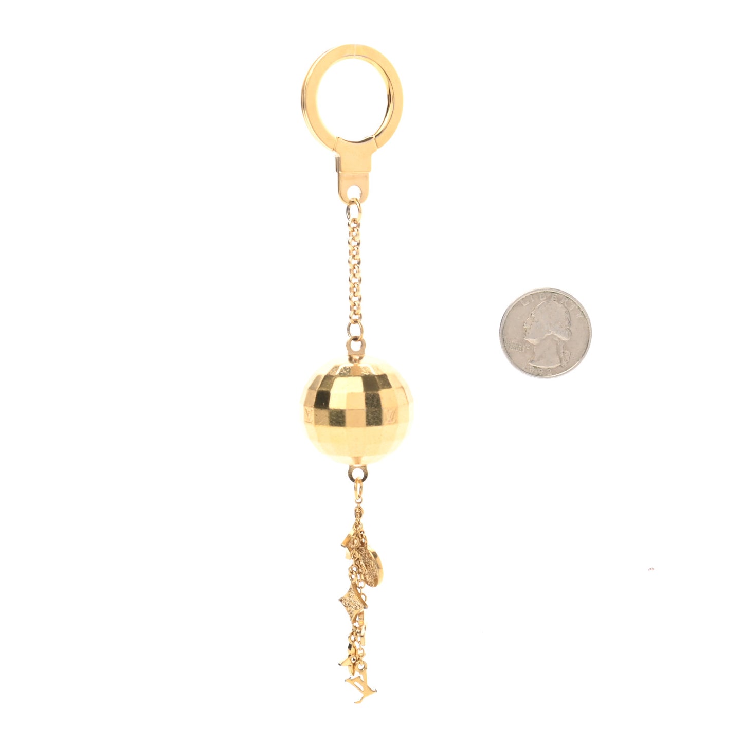 Mirror Ball Disco Key Holder Chain Ring Gold