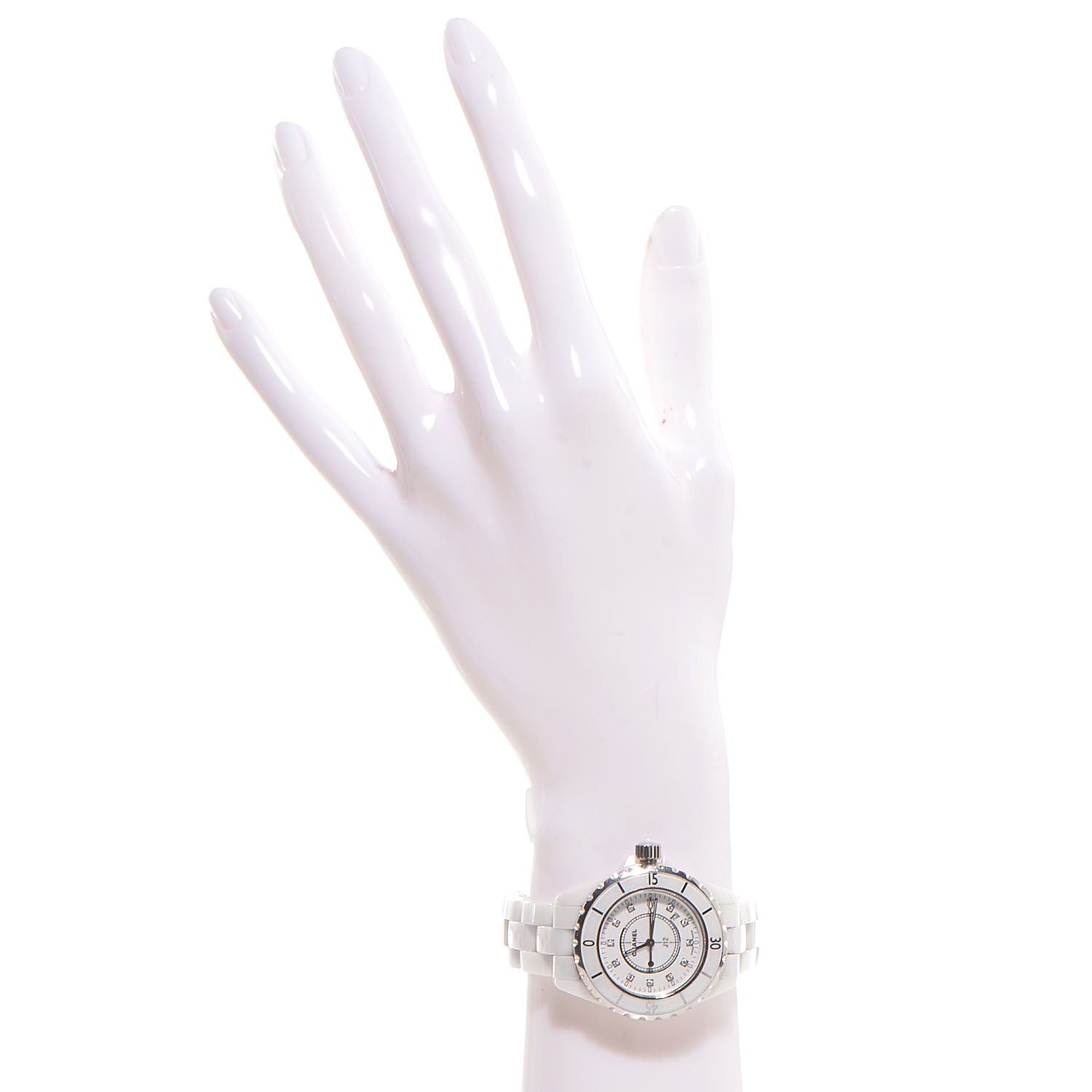Chanel Stainless Steel Ceramic Diamond 33mm J12 Quartz Watch White 2 of 7