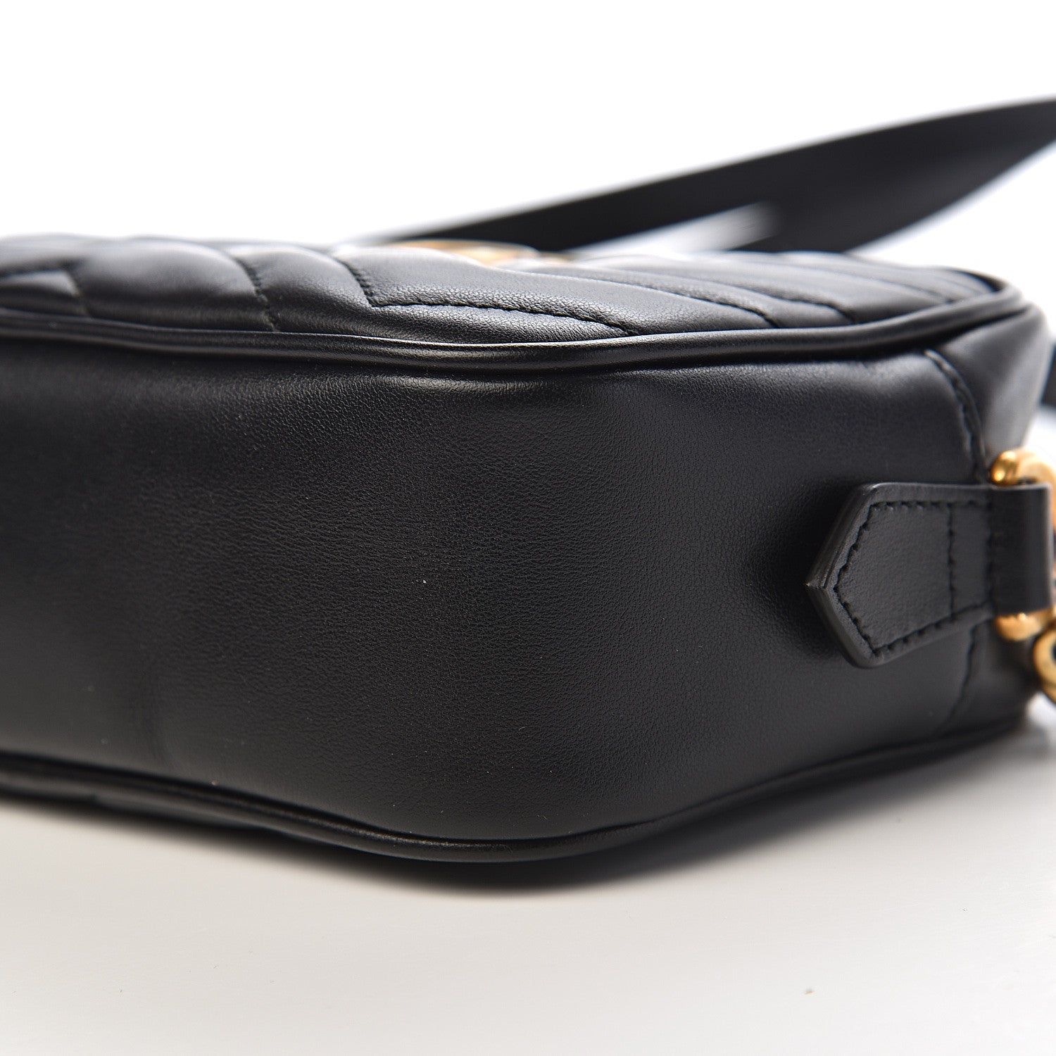 Gucci Calfskin Matelasse Mini GG Marmont Chain Shoulder Bag Black 9 of 11