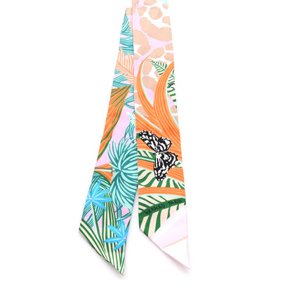 Hermes Silk Jaguar Quetzal Twilly Rose Beige Orange 1 of 3