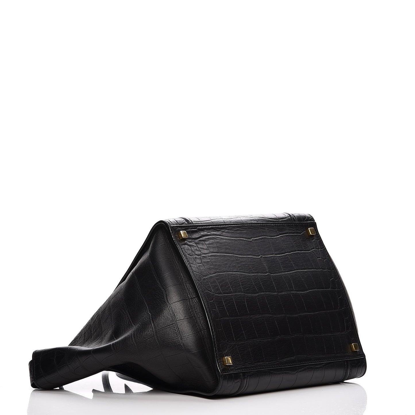 Crocodile Embossed Calfskin Medium Phantom Luggage Black