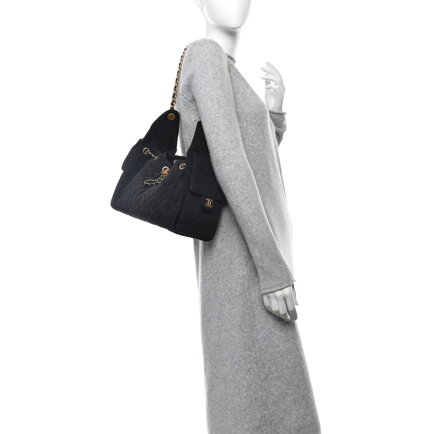 Chanel Washed Denim Quilted Small Chanel 25 Handbag Black 2 of 11