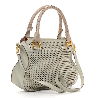 Chloe Calfskin Perforated Medium Marcie Satchel Grey 2 of 13