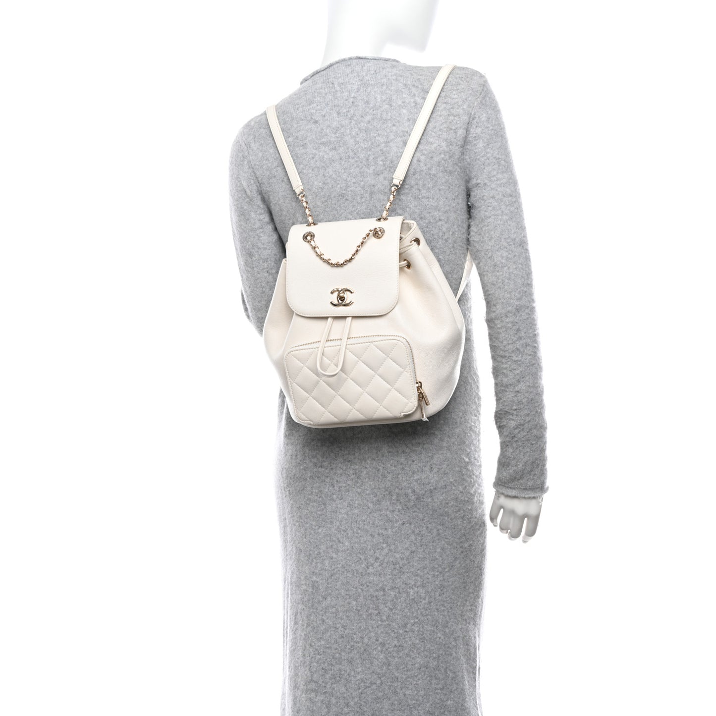 Caviar Quilted Business Affinity Backpack White