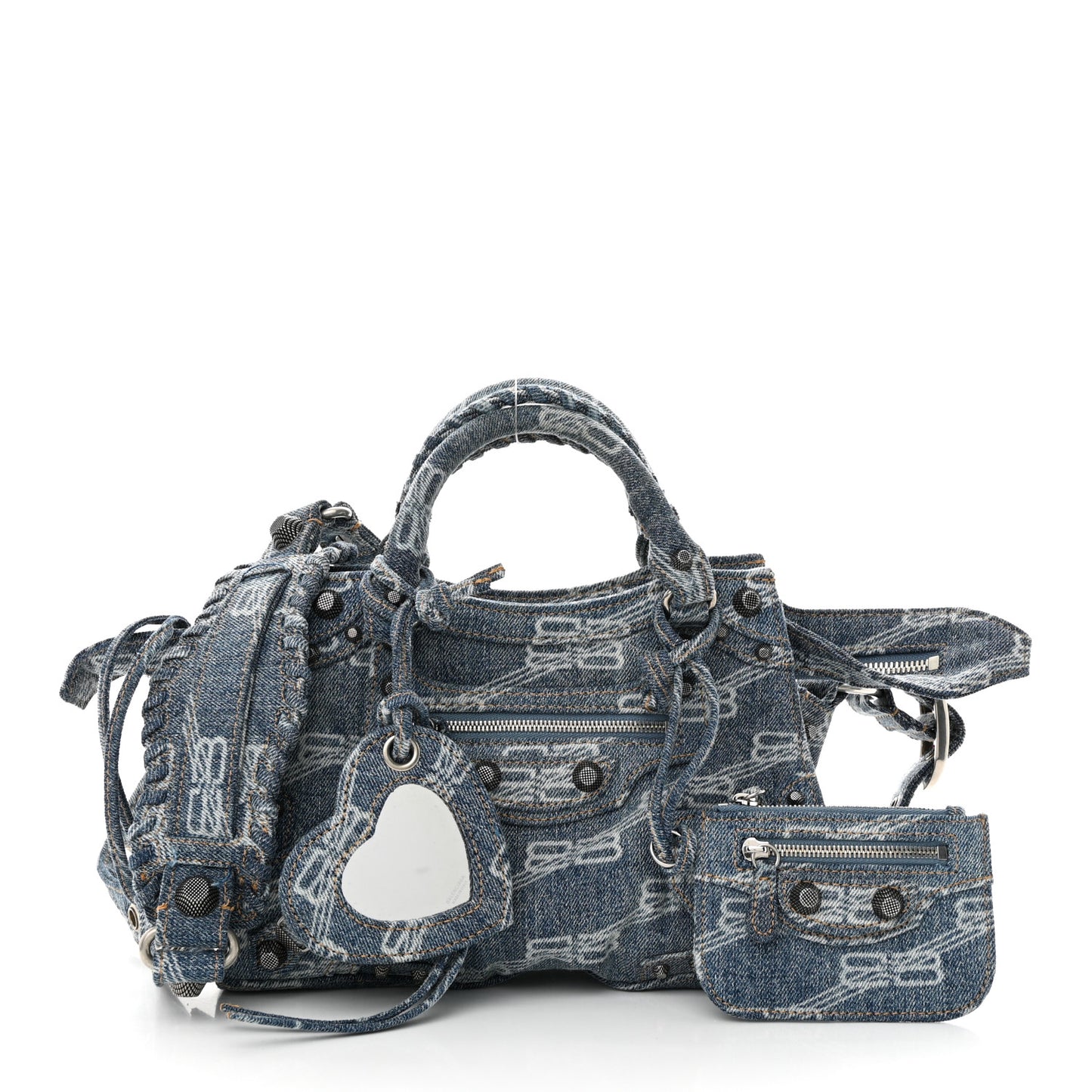 Denim BB Monogram Neo Cagole Handbag XS Blue