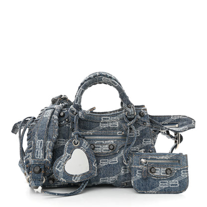 Balenciaga Denim BB Monogram Neo Cagole Handbag XS Blue 1 of 11