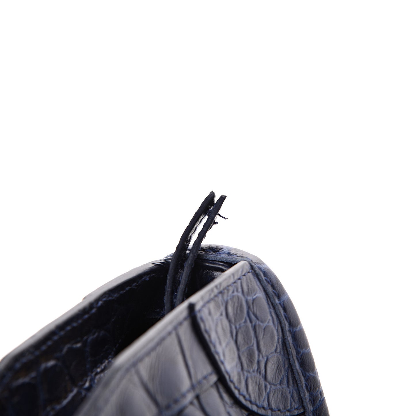 Calfskin Crocodile Embossed Gold Metallic Edge Hardware S City Bleu