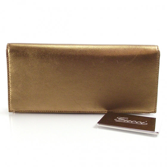Leather Clutch Metallic Gold