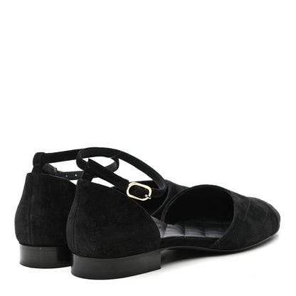 Chanel Grosgrain Cap Toe CC Ankle Strap Sandals 37 Black 4 of 9
