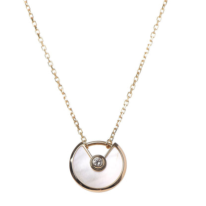 Cartier 18K Yellow Gold Diamond Mother of Pearl XS Amulette de Cartier Pendant Necklace 4 of 7