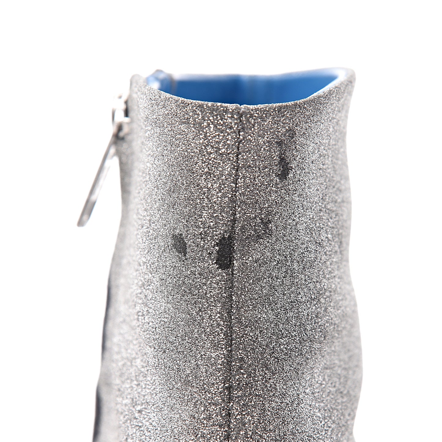 Calfskin Glitter Short 40mm Extreme Pointed Toe Knife Booties 36 silver