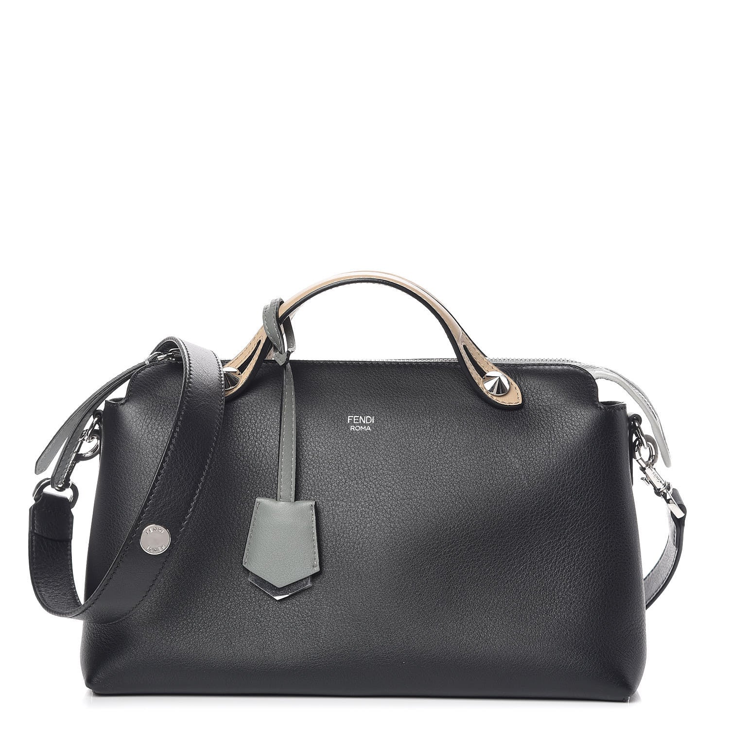 Fendi Vitello Dolce 4 Color Medium By The Way Boston Bag Carbone Grigio Polvere Multicolor 1 of 12