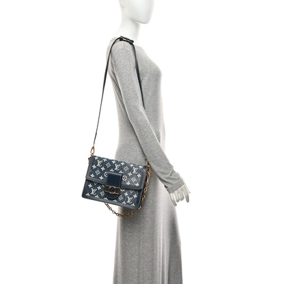 Louis Vuitton Denim Monogram Jacquard Dauphine MM Bleu 2 of 9