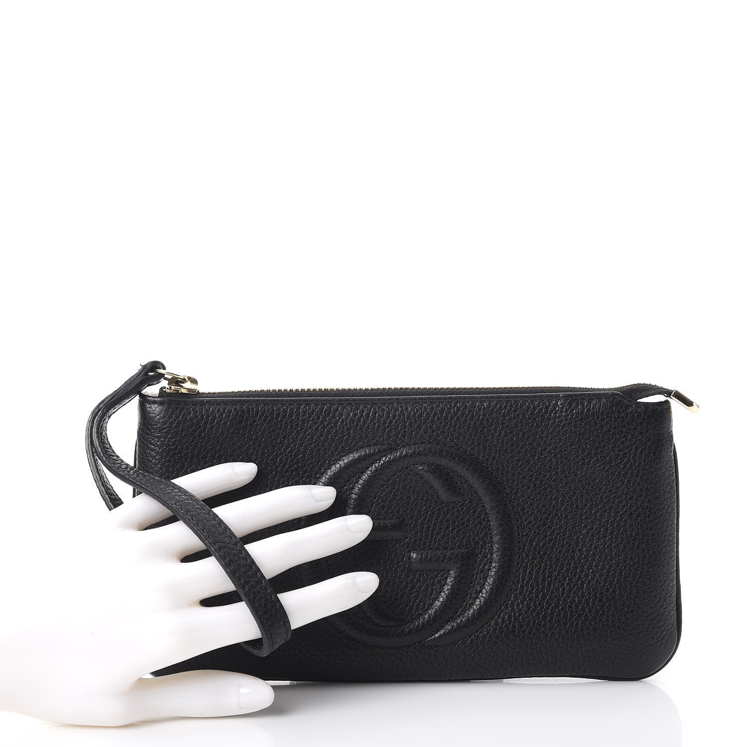 Gucci Pebbled Calfskin Soho Wristlet Black 2 of 8