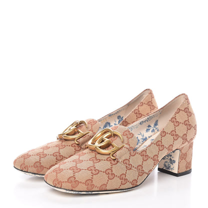 Gucci Monogram GG Victoire 55mm Loafer Pumps 39.5 Beige Ruggine 3 of 10