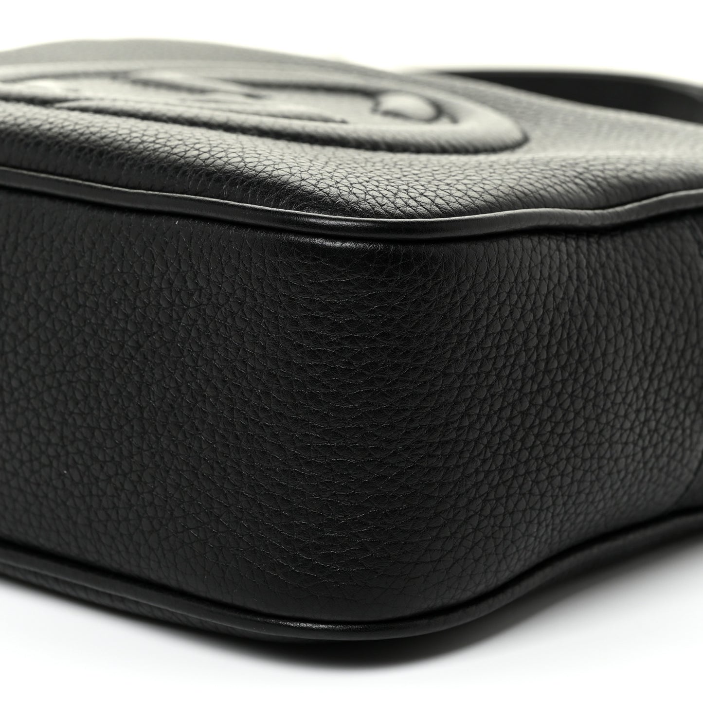 Pebbled Calfskin Small Soho Disco Bag Black