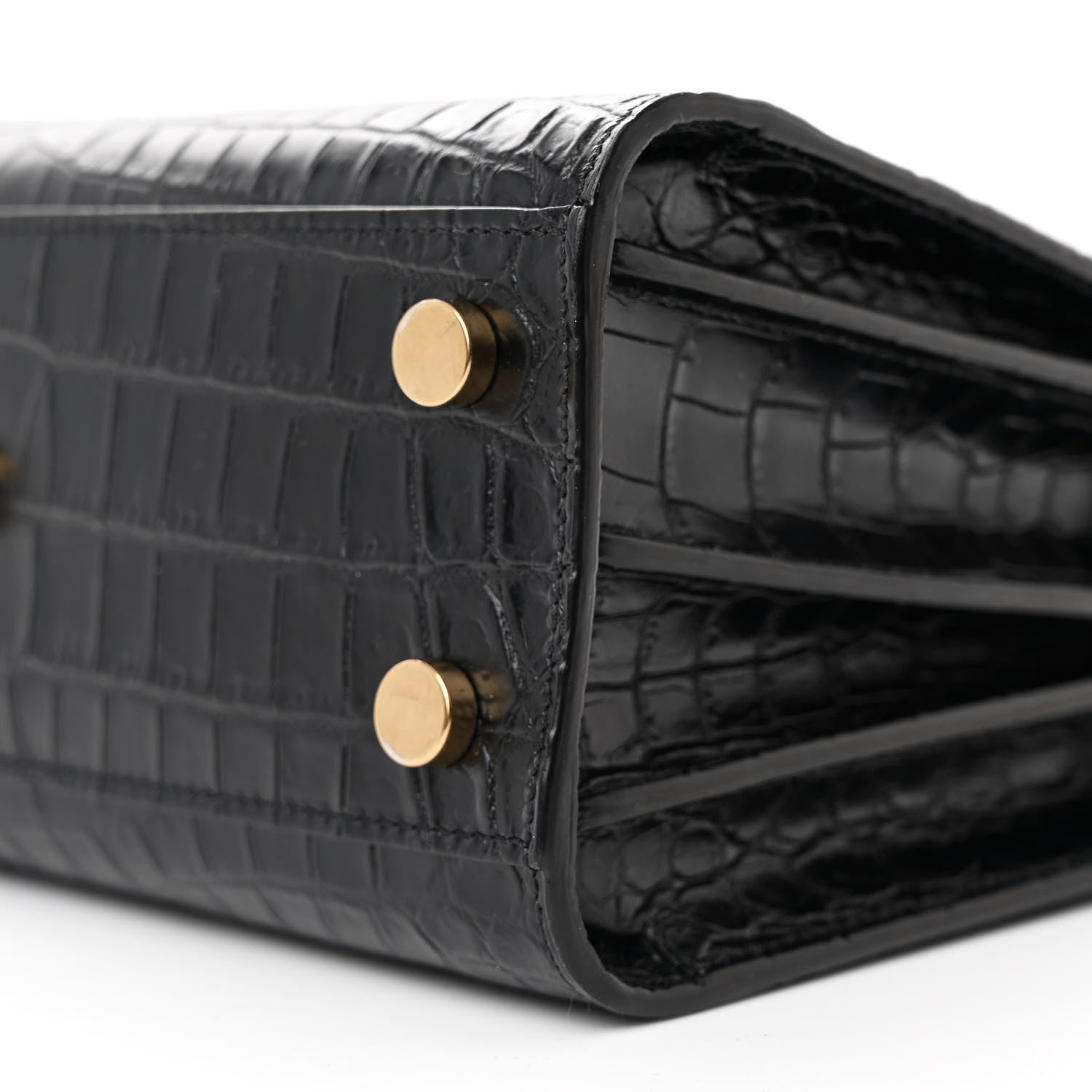 Saint Laurent Calfskin Crocodile Embossed Nano Sac De Jour Black 10 of 10