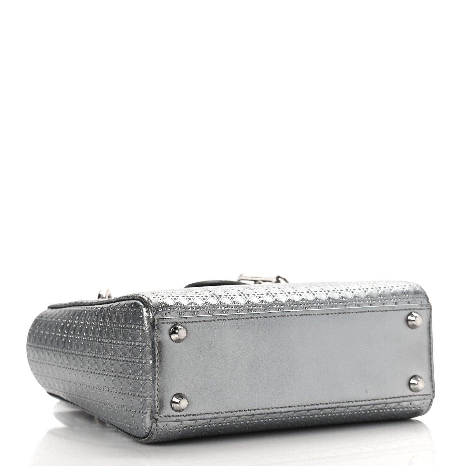 Christian Dior Metallic Patent Micro-Cannage Mini Lady Dior Silver 4 of 9