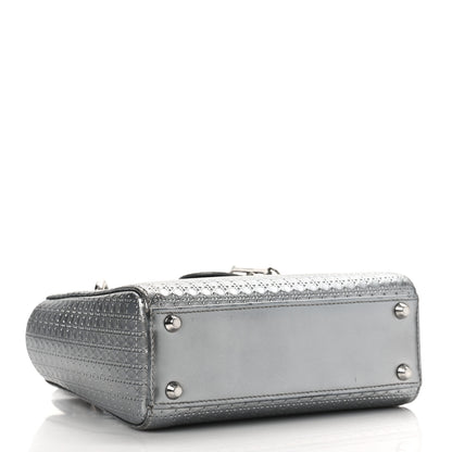 Christian Dior Metallic Patent Micro-Cannage Mini Lady Dior Silver 4 of 9