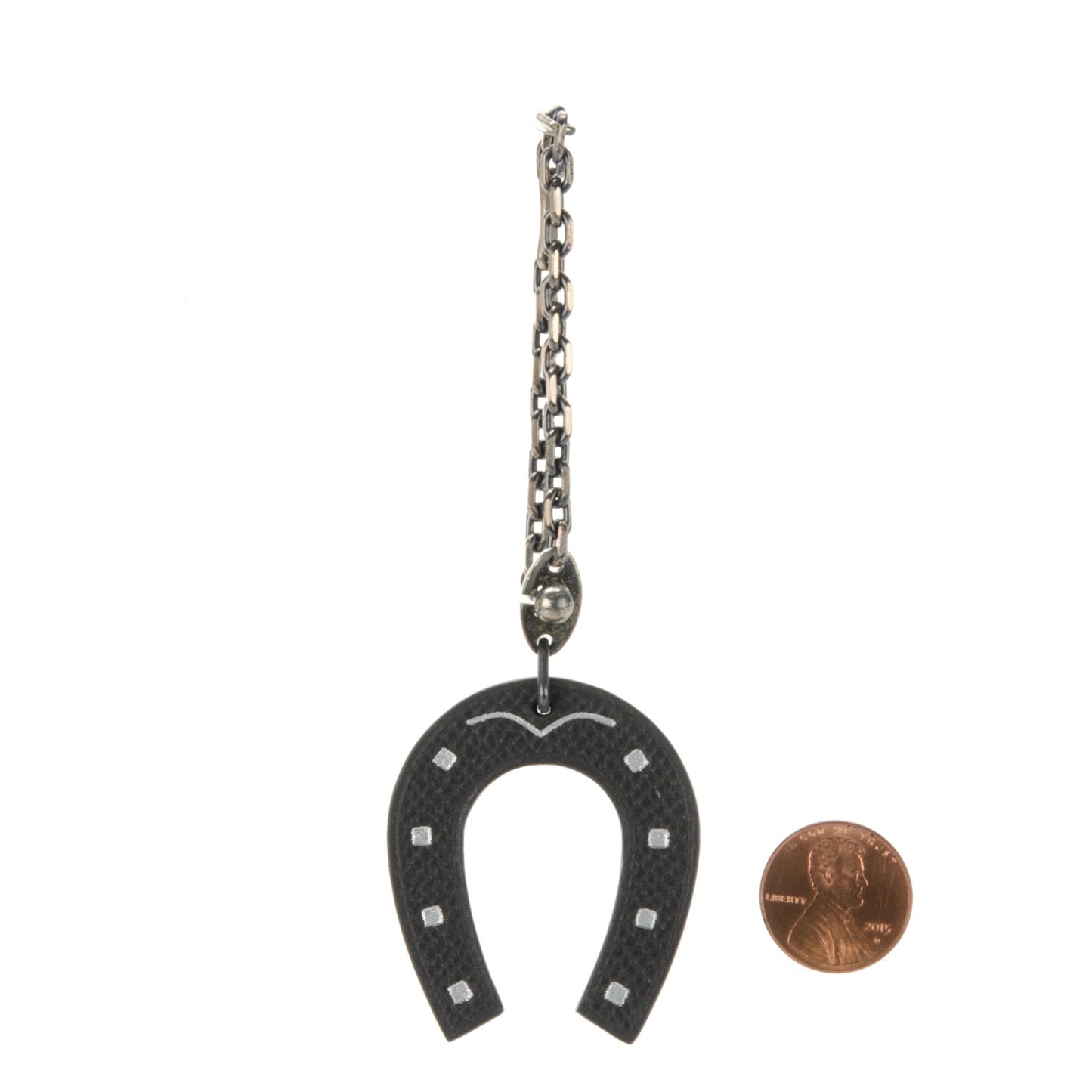 Epsom Lucky Horseshoe Bag Charm Graphite Orange