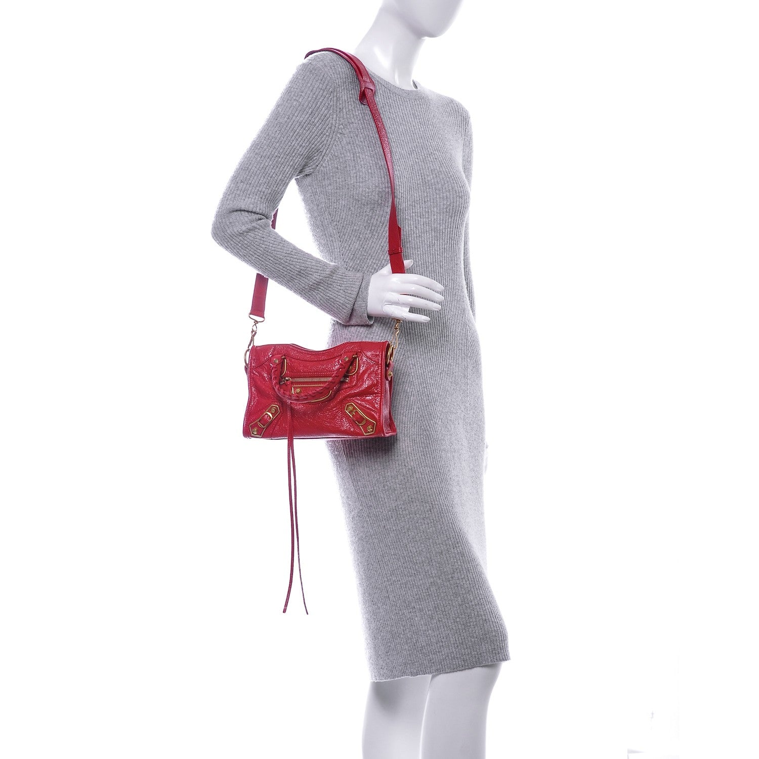 Balenciaga Agneau Gold Metallic Edge Hardware Mini City Rouge Rubis 2 of 7