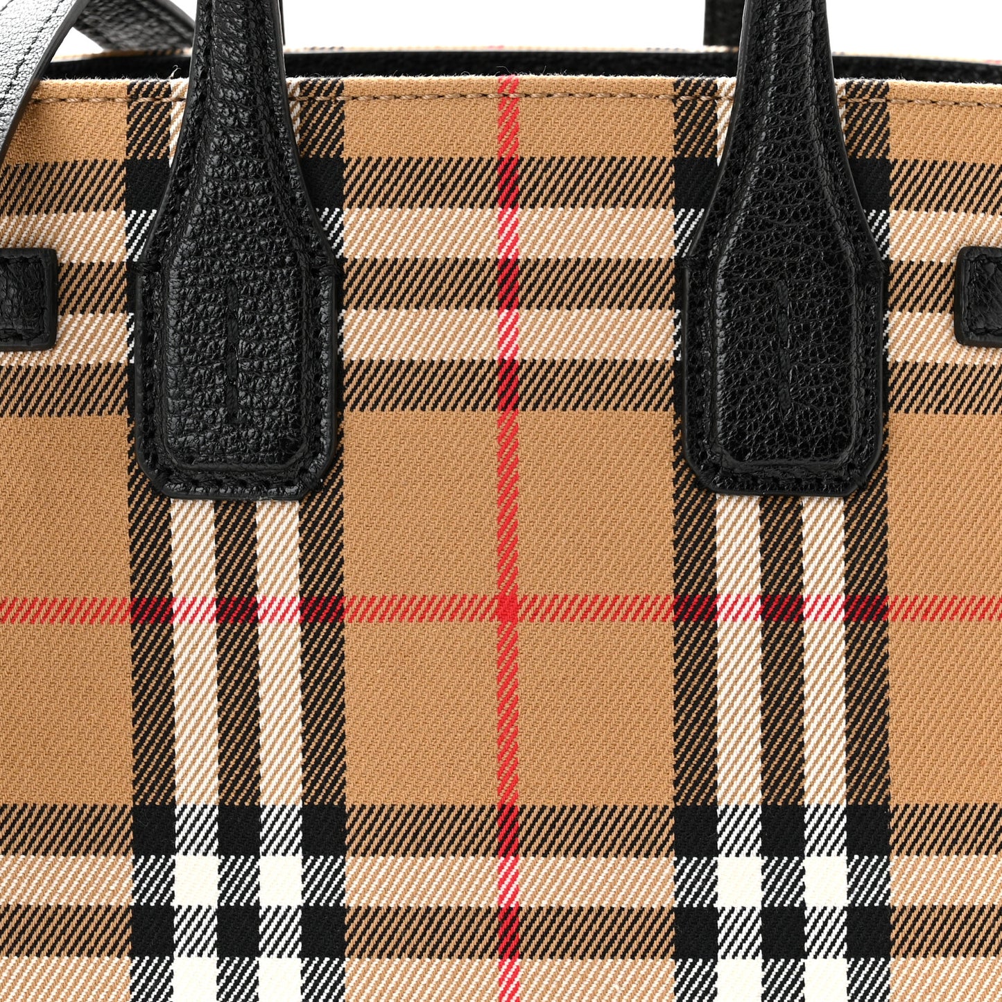 Goatskin Vintage Check Small Banner Tote Black