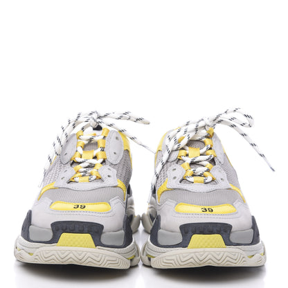 Balenciaga Fabric Mesh Womens Triple S Sneakers 39 Yellow Grey White 2 of 9