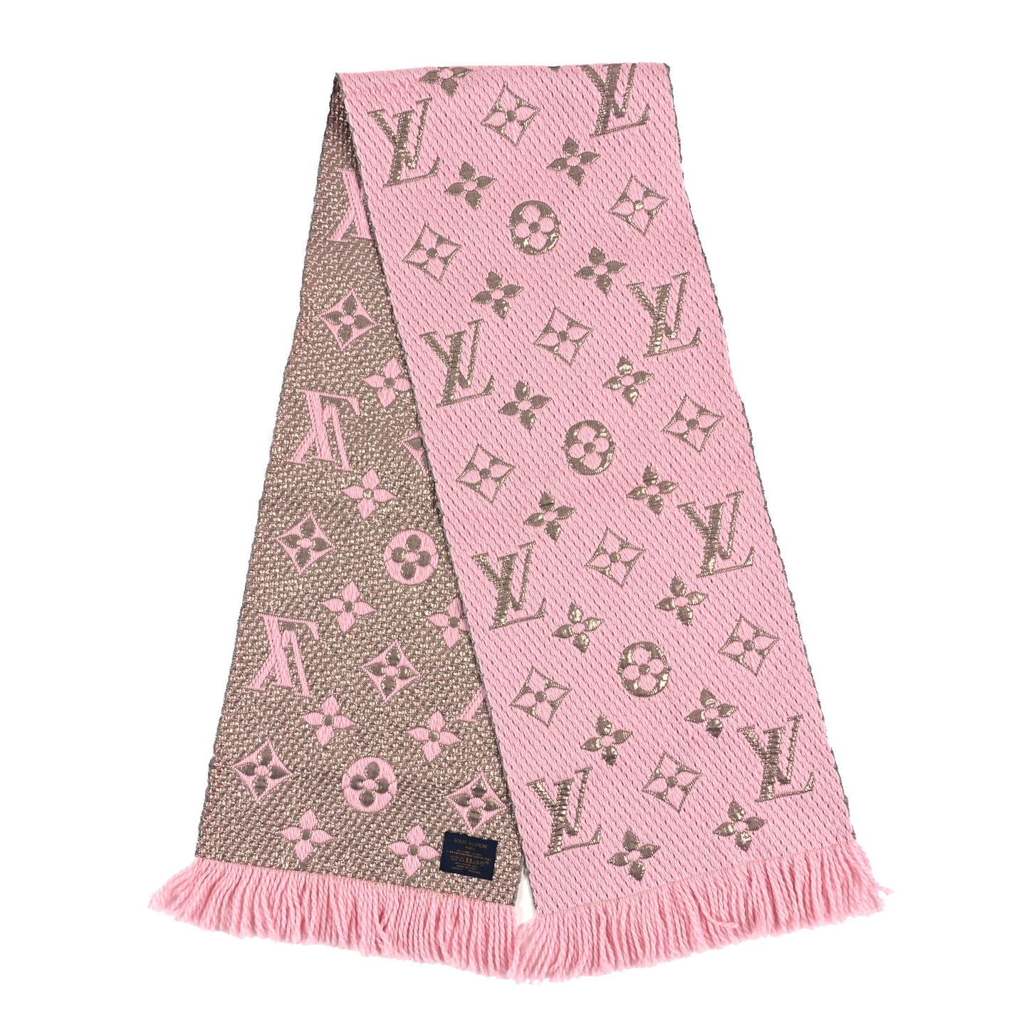 Wool Silk Logomania Shine Scarf Pink