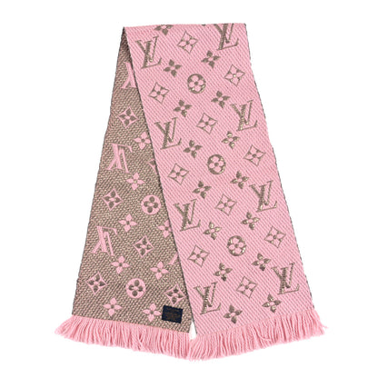 Louis Vuitton Wool Silk Logomania Shine Scarf Pink 2 of 3