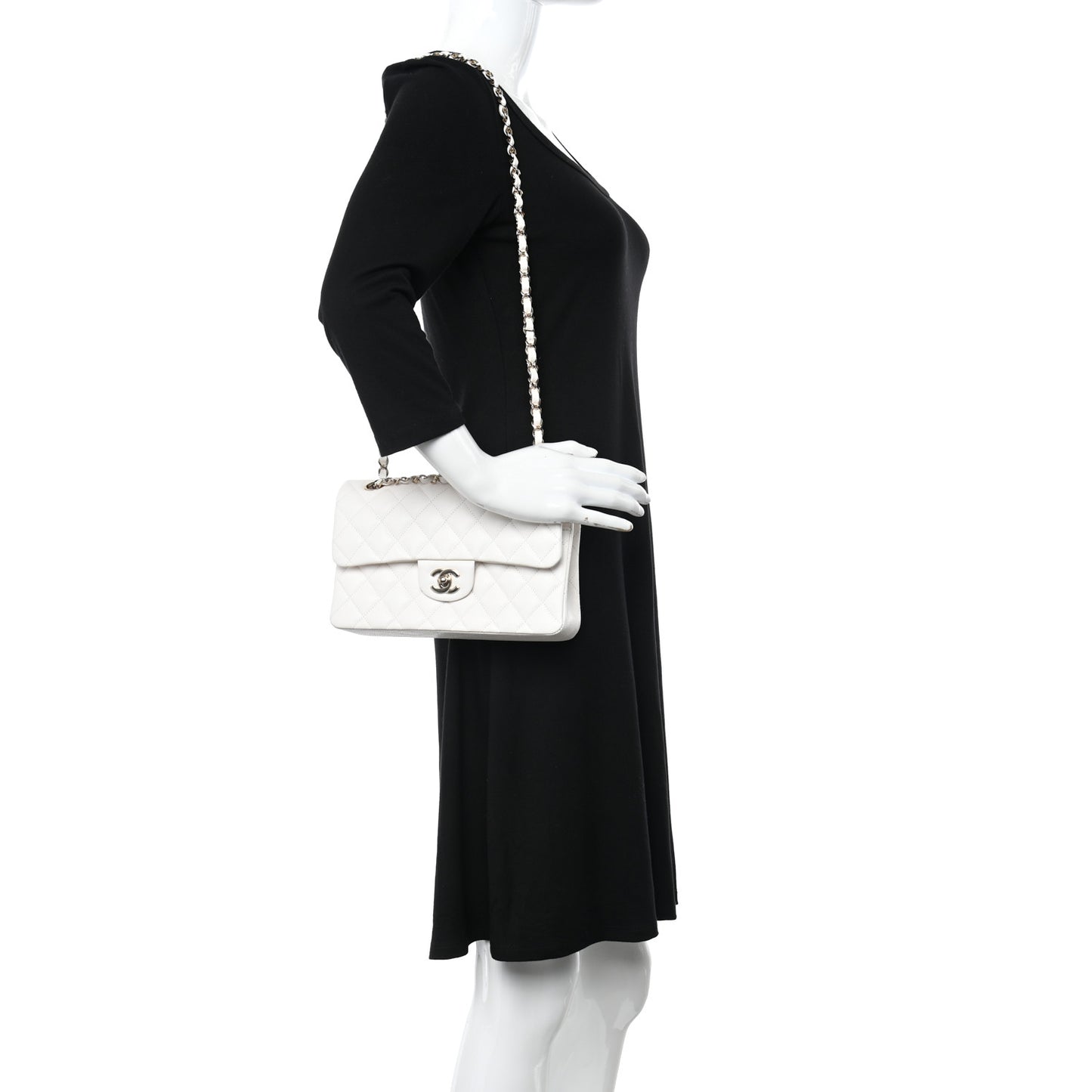 Caviar Quilted Small Double Flap White