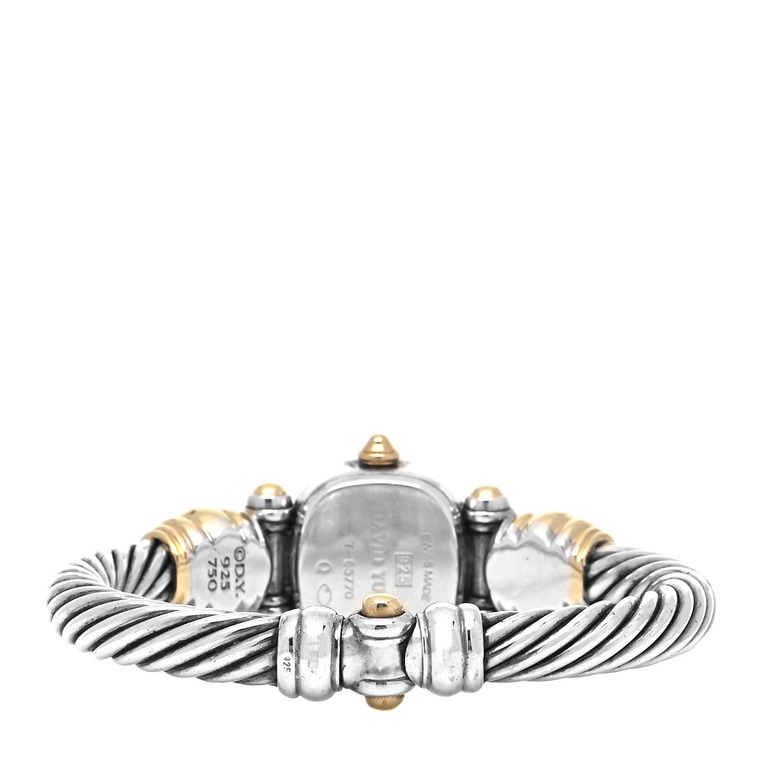 David Yurman Sterling Silver 14K Yellow Gold Mother of Pearl 21mm Classic Cable Quartz Watch 3 of 5