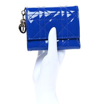 Christian Dior Patent Cannage Lady Dior Lotus Wallet Blue 2 of 7