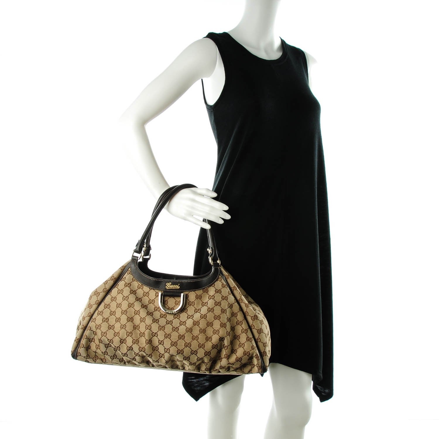 Gucci Monogram Large D Gold Hobo Dark Brown 2 of 7