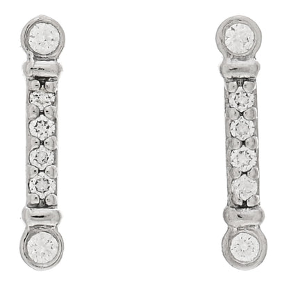 Tiffany Platinum Diamond Fleur de Lis Key Bar Earrings 1 of 2