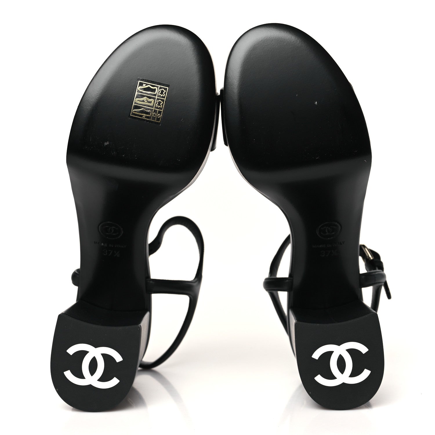 Chanel Lambskin Logo Platform Sandals 37.5 Black 7 of 10